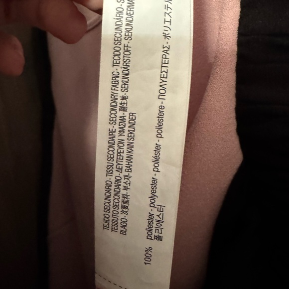 ZARA Women’s Cold Shoulder Dress Size S Pink Red/Coral Black Ruffle Sleeves EUC - Picture 7 of 8